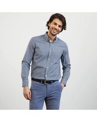 Eden Park - Esclusiva camicia in cotone pima blu navy stampata - Lyst