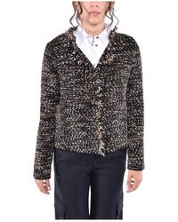 Kangra - Wollstrickjacke schwarz/weiß/gold - Lyst