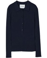 Closed - Tops ,Blauw ,Polyester Polo Shirt Met Lange Mouwen - Lyst