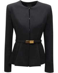 Pinko - Jassen ,Zwart ,Zwarte Stretch Crepe Jas - Lyst