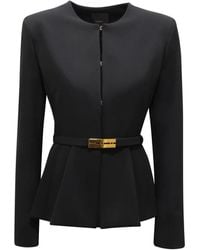 Pinko - Jassen ,Zwart ,Zwarte Stretch Crepe Jas - Lyst