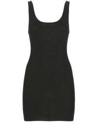 MC2 Saint Barth - Kleedjes ,Zwart ,Zwarte Viscose Jurk Met Lurex Details - Lyst