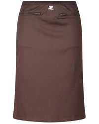 Courreges - Logo-Detail A-Linie Midi-Rock - Lyst