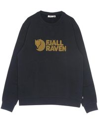 Fjallraven - Hoodies & Sweatvesten ,Blauw ,Katoen Logo Crewneck Sweatshirt Donkerblauw - Lyst