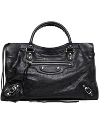 Balenciaga - Strukturierte schwarze lederhandtasche - Lyst