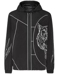 Philipp Plein - Fitness ,Zwart ,Nylon Nylon Windbreaker Tiger Court Edition - Lyst
