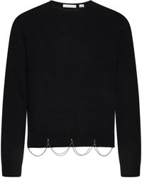 Random Identities - Zwarte Wollen Trui Met Ketting-Link Details - Lyst