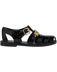Moschino - Schoenen ,Zwart ,Jelly Sandalen Met Lettering Logo - Lyst