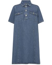 Mos Mosh - Kleedjes ,Blauw ,Overhemdjurken - Lyst