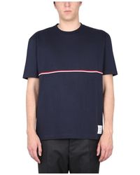 Thom Browne - Tops ,Blauw ,Katoen Rwb T-Shirt - Lyst