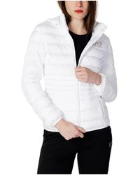 EA7 - Jassen ,Wit ,Polyester Core Lady Gewatteerde Jas Met Capuchon - Lyst