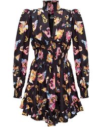 Versace Jeans Couture Barocco-printed Flared Dress - Zwart