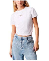 Calvin Klein - Einfarbiges Baumwoll-T-Shirt Zum Überziehen Mit Rundhalsausschnitt - Lyst