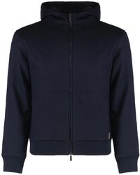 Moorer - Hoodies & Sweatvesten ,Blauw ,Wol Hoodie Met Rits - Lyst