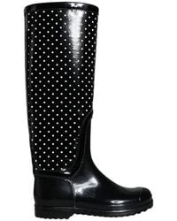 Dolce & Gabbana - Polka Dot Rubber Knee High Boots Shoes - Lyst