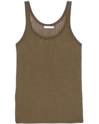 Helmut Lang - Tops ,Bruin ,Nylon Pointelle Rib Tank - Lyst