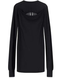 Rick Owens - Tops ,Zwart ,Zwarte Slashed Level Longsleeve T-Shirt - Lyst