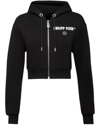 Philipp Plein - Hoodies & Sweatvesten ,Zwart ,Katoen Hoodie Sweatjacket Fringe - Lyst