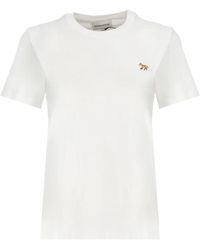 Maison Kitsuné - Weißes t-shirt mit baby fox-patch - Lyst