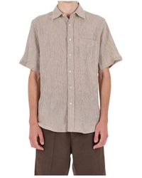Portuguese Flannel - Katoenen Linnen Overhemd Met Korte Mouwen - Lyst
