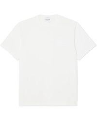 Lacoste - Tops ,Wit ,Katoen Embossed Branding Jersey T-Shirt - Lyst