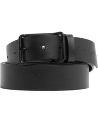 Piquadro - Accessoires ,Zwart ,Leer Leren Riem Met Doornsluiting - Lyst