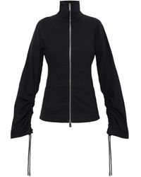 Lanvin - Hoodies & Sweatvesten ,Zwart ,Katoen Cotton Fleece And Cashmere Jacket - Lyst
