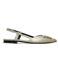 Fabi - Schoenen ,Grijs ,Leer Grijze Slangenprint Leren Slingback Schoenen - Lyst