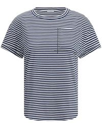 Brunello Cucinelli - Gestreiftes T-Shirt Mit Juwelen-Tasche - Lyst