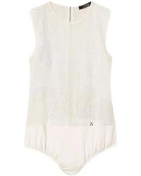 Twinset - Tops ,Wit ,Tule Body Van Tule Met Kant - Lyst