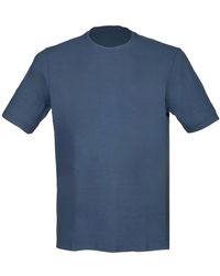 Gran Sasso - Denim crepe baumwoll t-shirt mit seitenschlitzen - Lyst