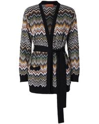 Missoni - Cardigan Con Motivo Chevron E Cintura - Lyst