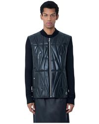 Moncler - Geocamo Flight Leather Hooded Gilet - Lyst