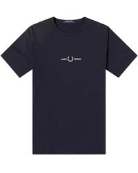Fred Perry - Besticktes logo tee navy-s - Lyst