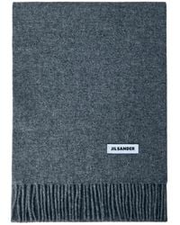 Jil Sander - Accessoires ,Grijs ,Wol Sjaal Van Wol Met Franjes - Lyst