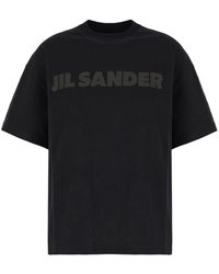 Jil Sander - Tops ,Zwart ,Katoen Logo T-Shirt - Lyst