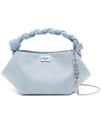 Ganni - Blaue Baumwoll Clutch Tasche - Lyst