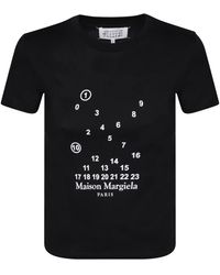 Maison Margiela - Schwarzes baumwoll-t-shirt mit logo-print - Lyst