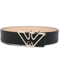 Emporio Armani - Cinturón De Cuero Negro Con Hebilla De Logo, Mujer, Talla - Lyst