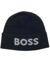 BOSS - Bedruckte Mütze Aus Wollmischung - Lyst