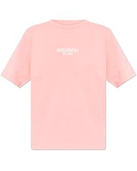 DSquared² - Tops ,Roze ,Katoen T-Shirt Met Gedrukt Logo - Lyst
