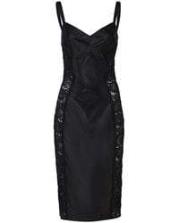 Dolce & Gabbana - Kleedjes ,Zwart ,Elegante Zwarte Jurk Met Kantdetail - Lyst