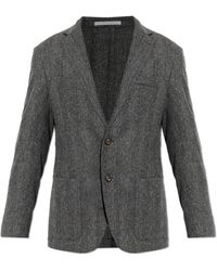 Eleventy - Jassen ,Grijs ,Wol Visgraat Blazer Met Twee Knopen - Lyst