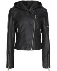 Notyz - Jassen ,Zwart ,Zwarte Bikerjas Met Capuchon - Lyst