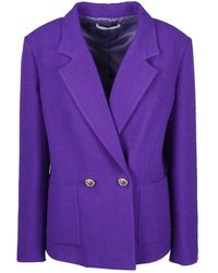 Alessandra Rich Tweed Double Breasted Jacket - Paars