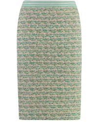 St. John - Rokken ,Veelkleurig ,Katoen Boucle Knit Skirt - Lyst