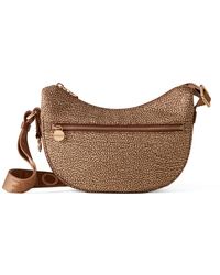 Borbonese - Tassen ,Bruin ,Leer Luna Mini Hobo Tas - Lyst