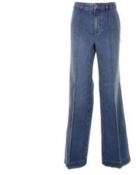 Michael Kors - Jeans ,Blauw ,Denim Pintucked Denim Wide-Leg Jeans - Lyst