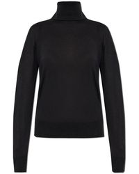 Jil Sander - Truien & Vesten ,Zwart ,Wol Golf Met Wollen Afwerking - Lyst