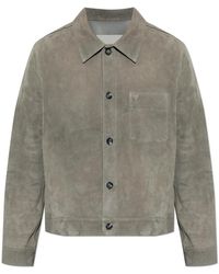 Ami Paris - Suède Jas Met Logo - Lyst